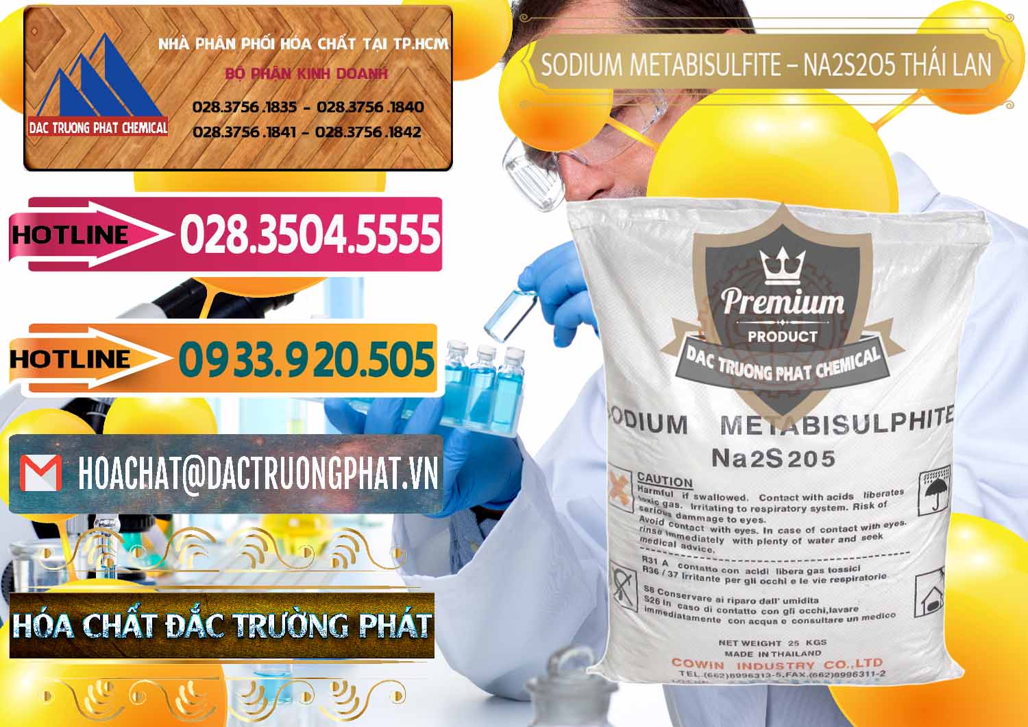 Nơi chuyên nhập khẩu _ bán Sodium Metabisulfite - NA2S2O5 Thái Lan Cowin - 0145 - Cty chuyên bán _ cung cấp hóa chất tại TP.HCM - dactruongphat.vn