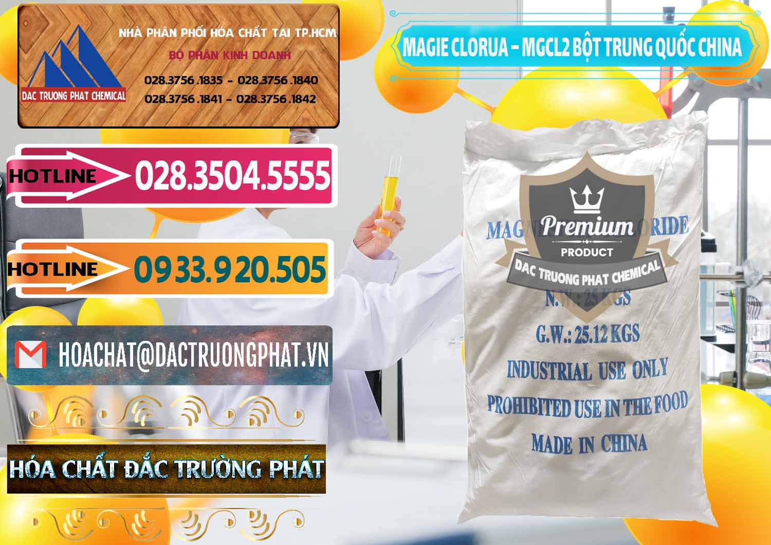 Công ty chuyên nhập khẩu và bán Magie Clorua – MGCL2 96% Dạng Bột Bao Chữ Xanh Trung Quốc China - 0207 - Công ty bán ( cung cấp ) hóa chất tại TP.HCM - dactruongphat.vn