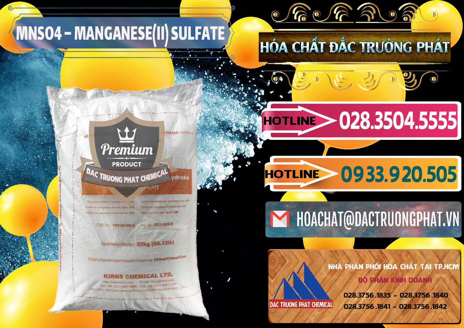 Nơi chuyên bán ( cung ứng ) MNSO4 – Manganese (II) Sulfate Kirns Trung Quốc China - 0095 - Đơn vị phân phối & cung cấp hóa chất tại TP.HCM - dactruongphat.vn