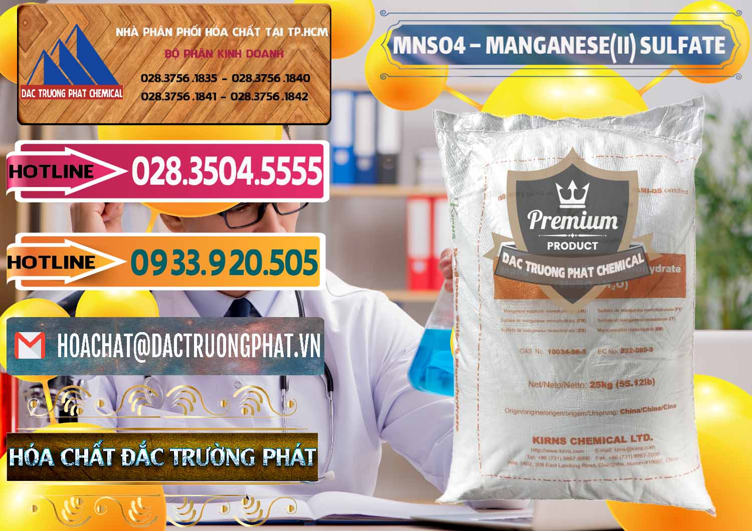 MNSO4 – Manganese (II) Sulfate Kirns Trung Quốc China Đơn vị chuyên bán & cung ứng MNSO4 – Manganese (II) Sulfate Kirns Trung Quốc China - 0095 - Phân phối ( kinh doanh ) hóa chất tại TP.HCM - dactruongphat.vn