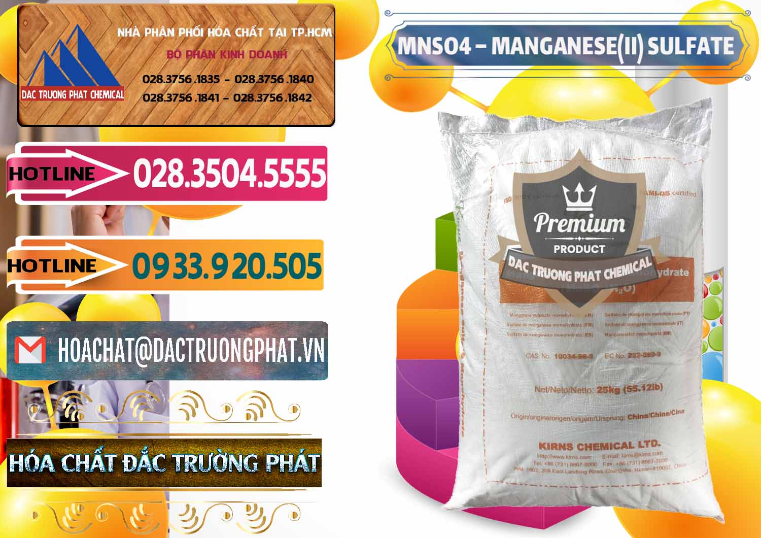 MNSO4 – Manganese (II) Sulfate Kirns Trung Quốc China Nơi bán _ cung ứng MNSO4 – Manganese (II) Sulfate Kirns Trung Quốc China - 0095 - Cty chuyên bán - phân phối hóa chất tại TP.HCM - dactruongphat.vn