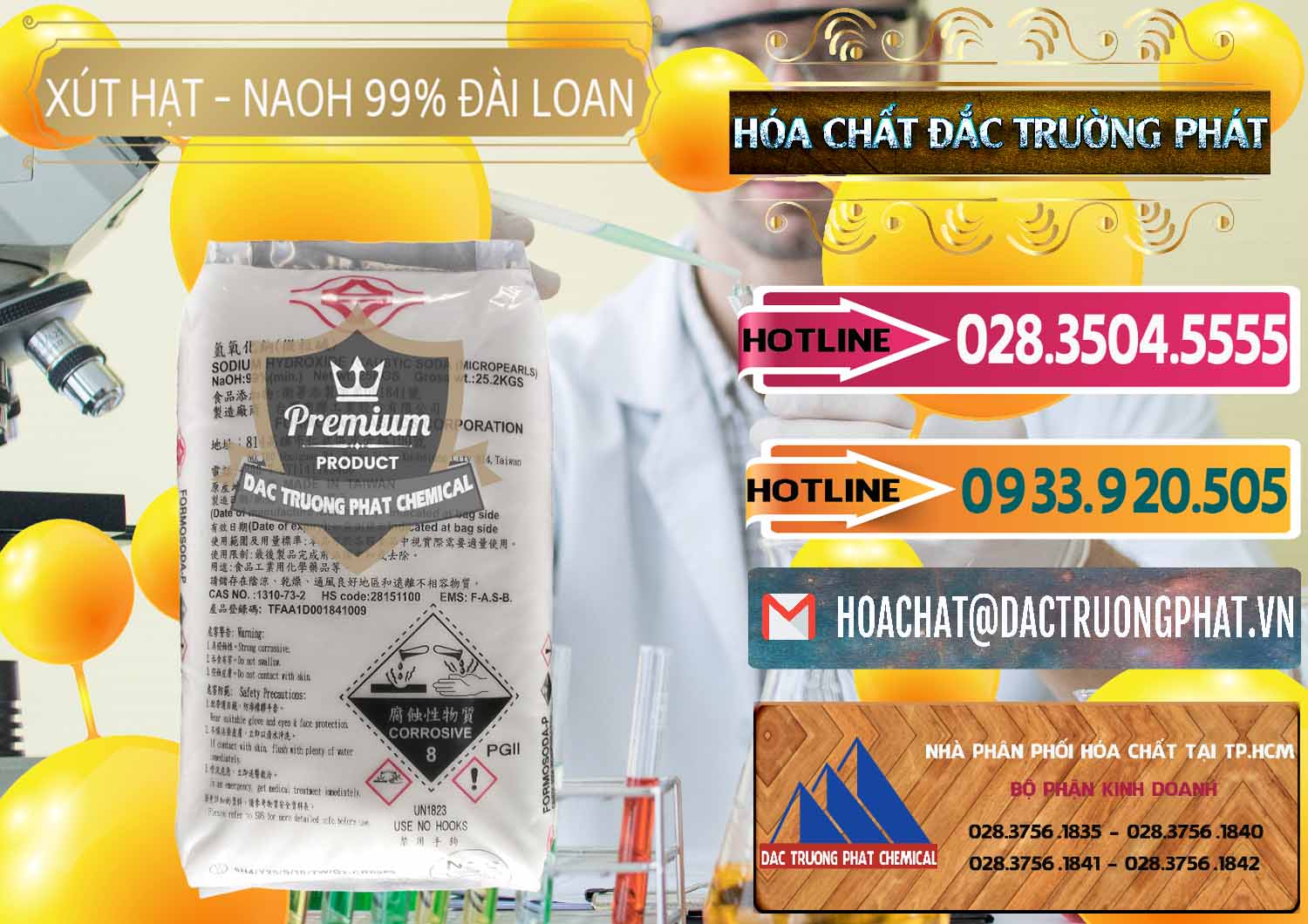 Nhà cung ứng _ bán Xút Hạt - NaOH Bột 99% Đài Loan Taiwan Formosa - 0167 - Cty chuyên kinh doanh & cung cấp hóa chất tại TP.HCM - dactruongphat.vn