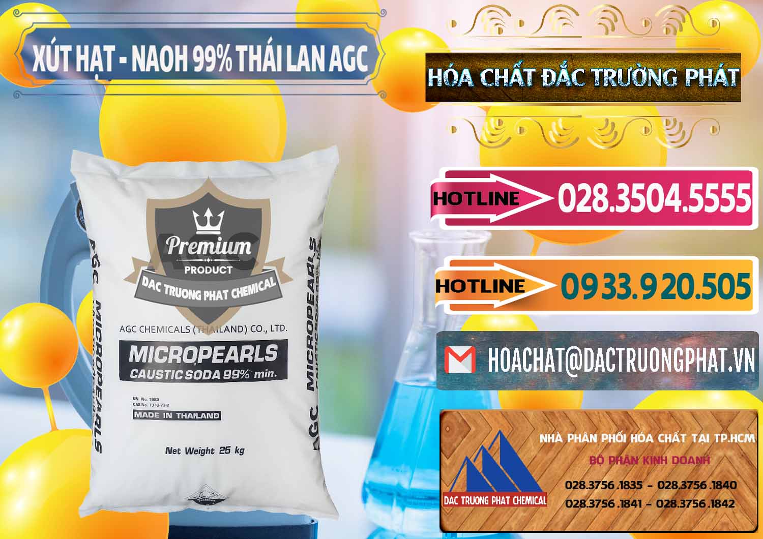 Đơn vị cung ứng & bán Xút Hạt - NaOH Bột 99% AGC Thái Lan - 0168 - Cty cung cấp & nhập khẩu hóa chất tại TP.HCM - dactruongphat.vn