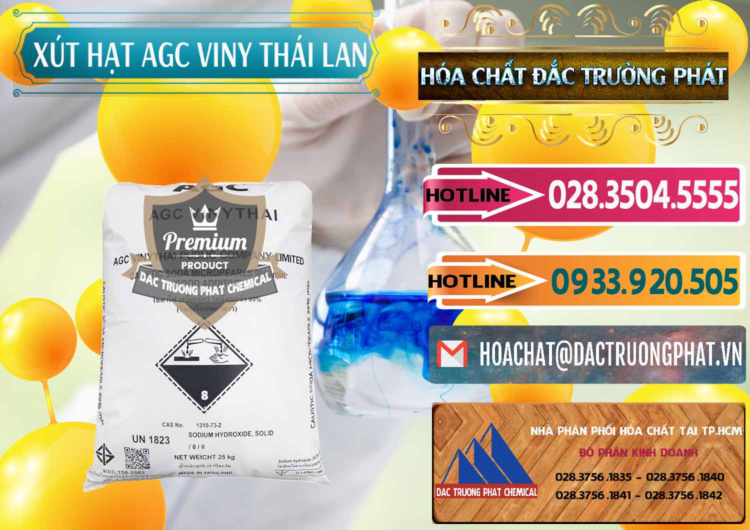 Đơn vị cung cấp ( bán ) Xút Hạt - NaOH Bột 99% AGC Viny Thái Lan - 0399 - Nơi bán - cung cấp hóa chất tại TP.HCM - dactruongphat.vn