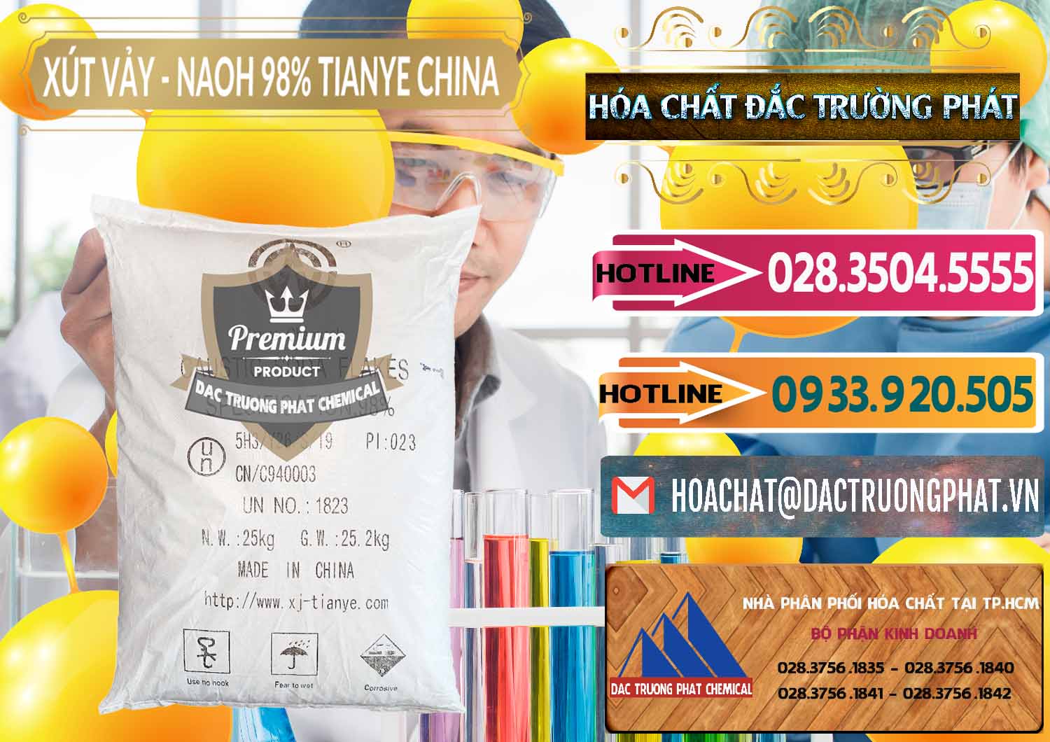 Chuyên nhập khẩu ( bán ) Xút Vảy - NaOH Vảy 98% Tianye Trung Quốc China - 0177 - Nơi chuyên cung ứng _ phân phối hóa chất tại TP.HCM - dactruongphat.vn