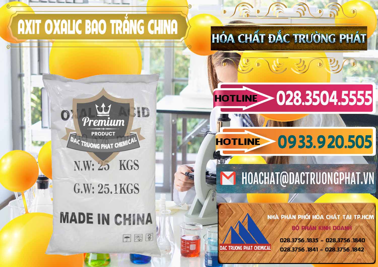 Chuyên phân phối ( bán ) Acid Oxalic – Axit Oxalic 99.6% Bao Trắng Trung Quốc China - 0270 - Đơn vị cung ứng ( phân phối ) hóa chất tại TP.HCM - dactruongphat.vn