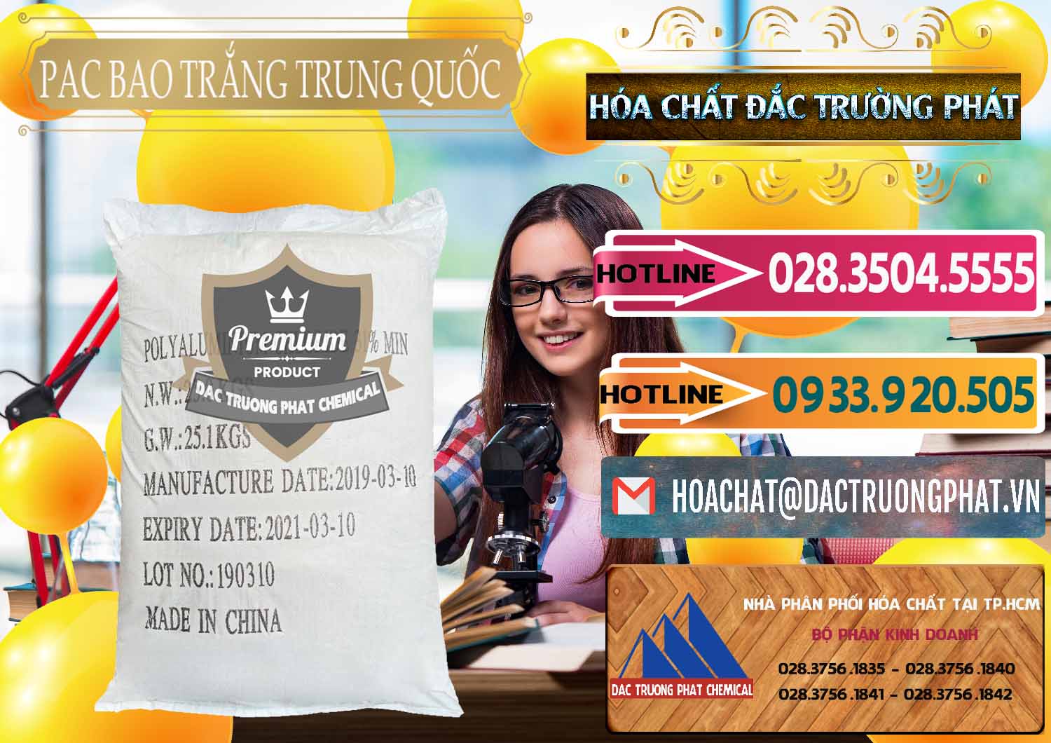 Cty kinh doanh ( bán ) PAC - Polyaluminium Chloride Bao Trắng Trung Quốc China - 0108 - Đơn vị cung cấp & phân phối hóa chất tại TP.HCM - dactruongphat.vn