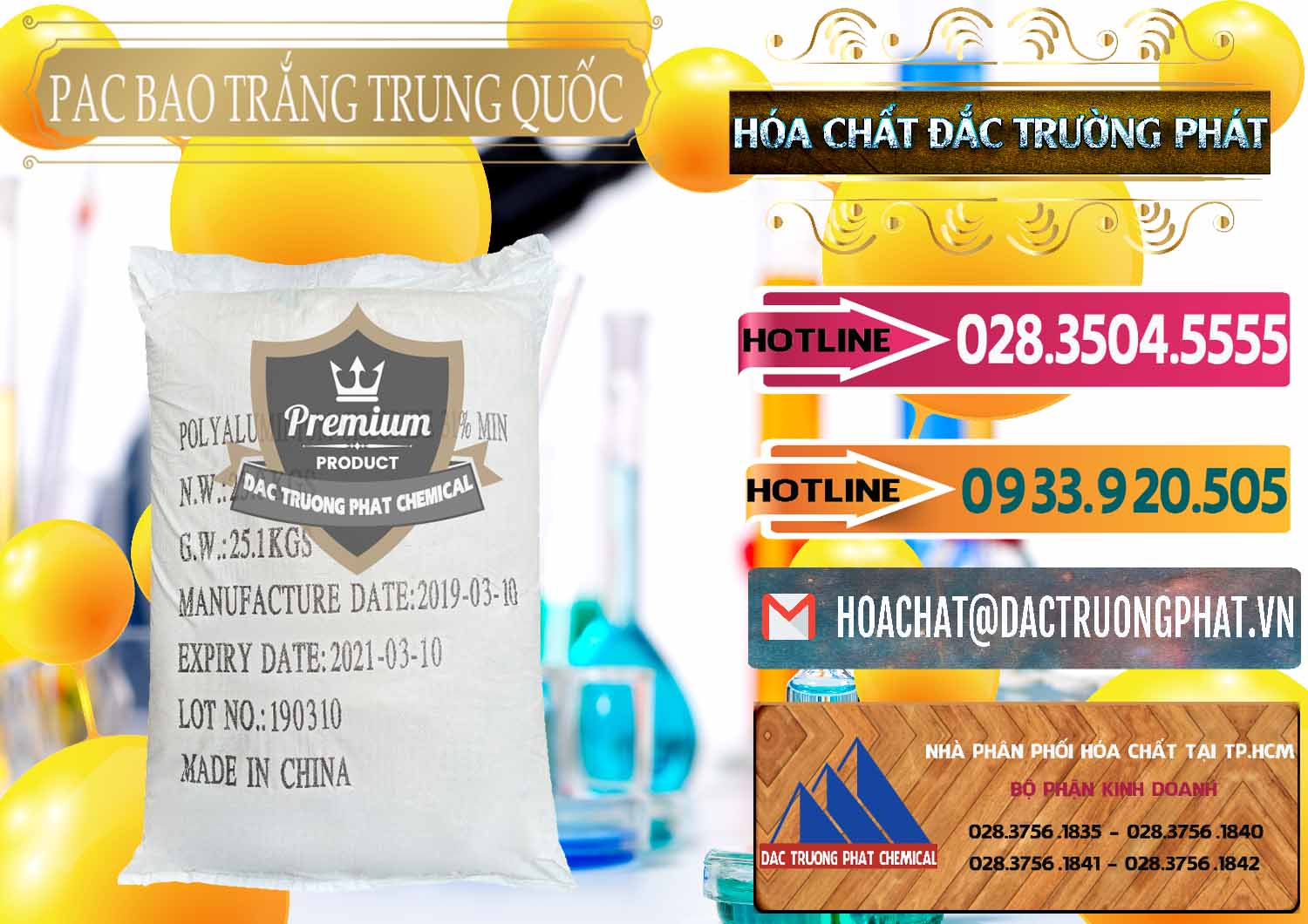 Nơi chuyên bán và cung cấp PAC - Polyaluminium Chloride Bao Trắng Trung Quốc China - 0108 - Công ty chuyên cung ứng _ phân phối hóa chất tại TP.HCM - dactruongphat.vn