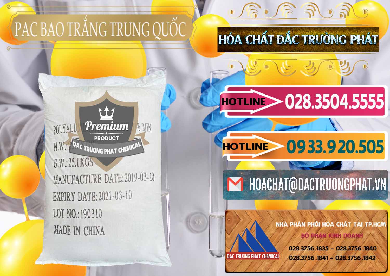 Cty bán và cung cấp PAC - Polyaluminium Chloride Bao Trắng Trung Quốc China - 0108 - Cty cung cấp & phân phối hóa chất tại TP.HCM - dactruongphat.vn