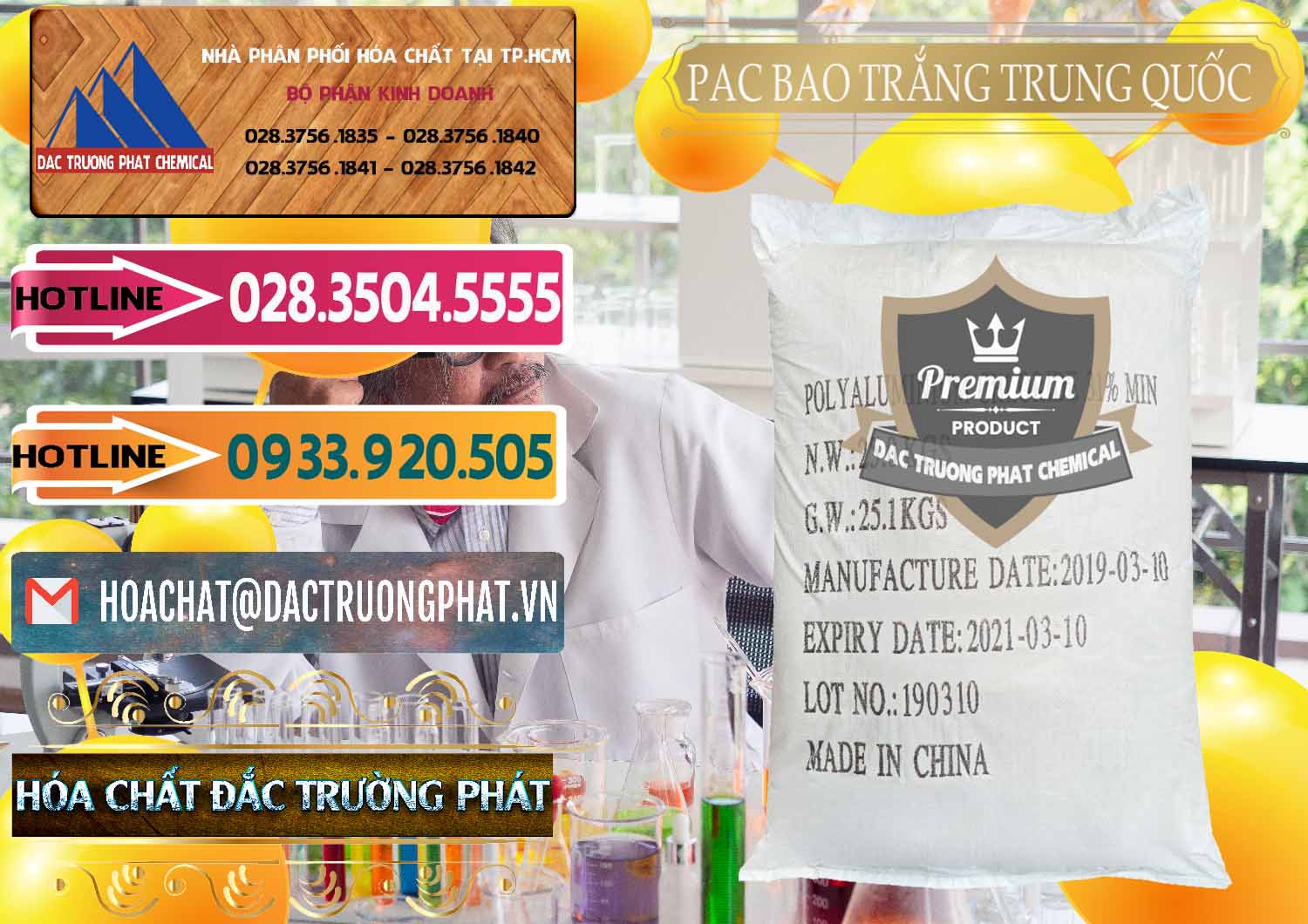 Nơi chuyên cung cấp & bán hóa chất Chất Trợ Lắng PAC Powder › Bột PAC Bao Trắng Trung Quốc China Cty chuyên bán _ cung cấp PAC - Polyaluminium Chloride Bao Trắng Trung Quốc China - 0108 - Đơn vị chuyên bán ( phân phối ) hóa chất tại TP.HCM - dactruongphat.vn