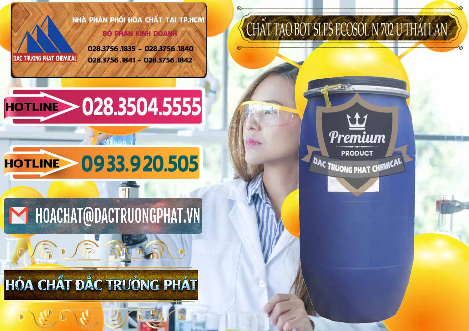 Cty chuyên cung ứng và bán Chất Tạo Bọt Sles - Sodium Lauryl Ether Sulphate Ecosol N 702 U Thái Lan - 0254 - Nơi cung cấp và phân phối hóa chất tại TP.HCM - dactruongphat.vn