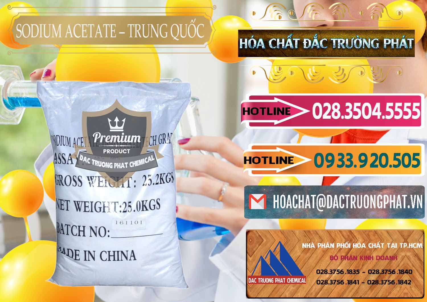 Nơi chuyên nhập khẩu - bán Sodium Acetate - Natri Acetate Trung Quốc China - 0134 - Nơi chuyên kinh doanh và phân phối hóa chất tại TP.HCM - dactruongphat.vn
