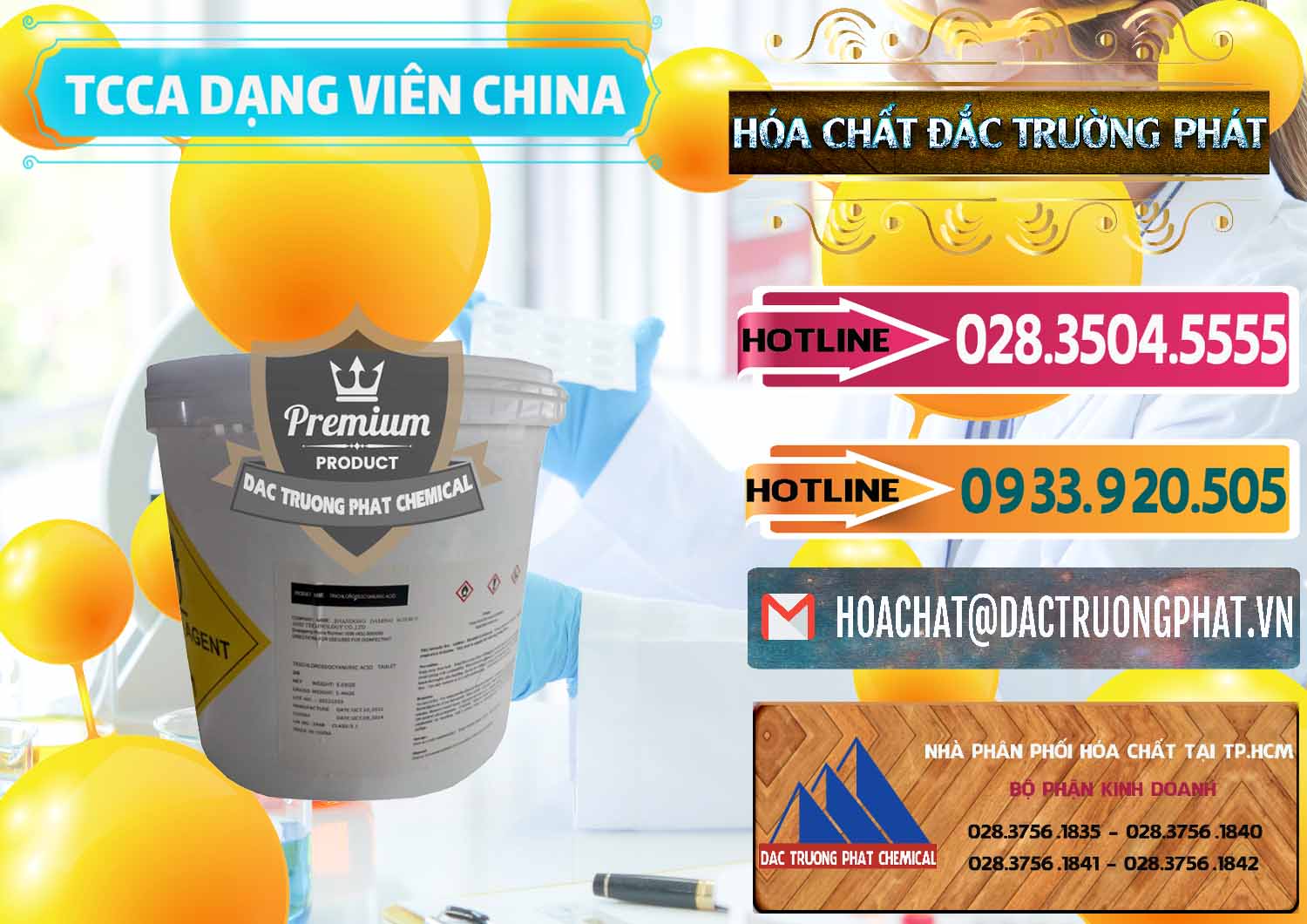 Bán ( cung cấp ) TCCA - Acid Trichloroisocyanuric Dạng Viên Thùng 5kg Trung Quốc China - 0379 - Nơi chuyên bán _ phân phối hóa chất tại TP.HCM - dactruongphat.vn