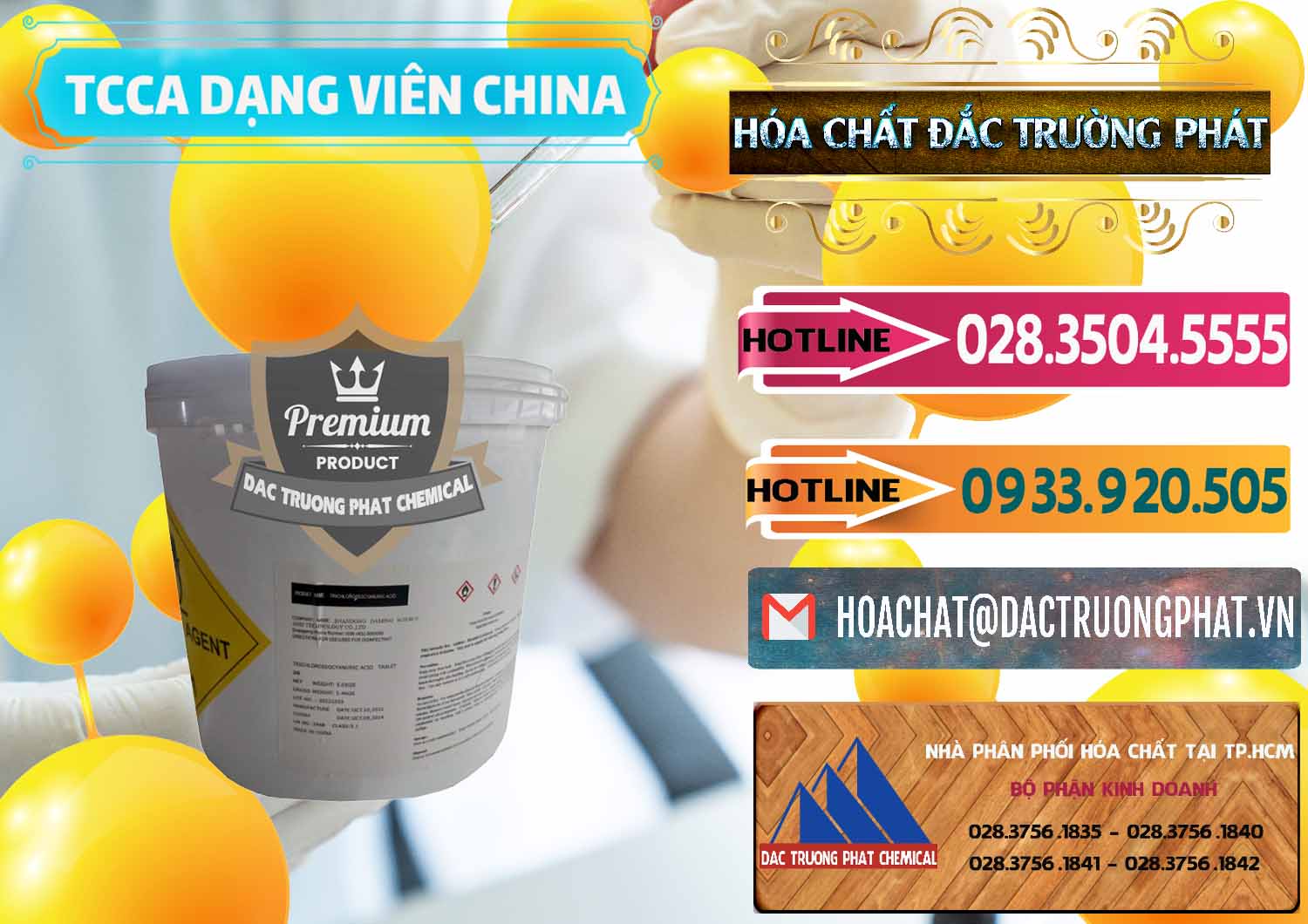 Nơi cung cấp & bán TCCA - Acid Trichloroisocyanuric Dạng Viên Thùng 5kg Trung Quốc China - 0379 - Công ty nhập khẩu ( phân phối ) hóa chất tại TP.HCM - dactruongphat.vn