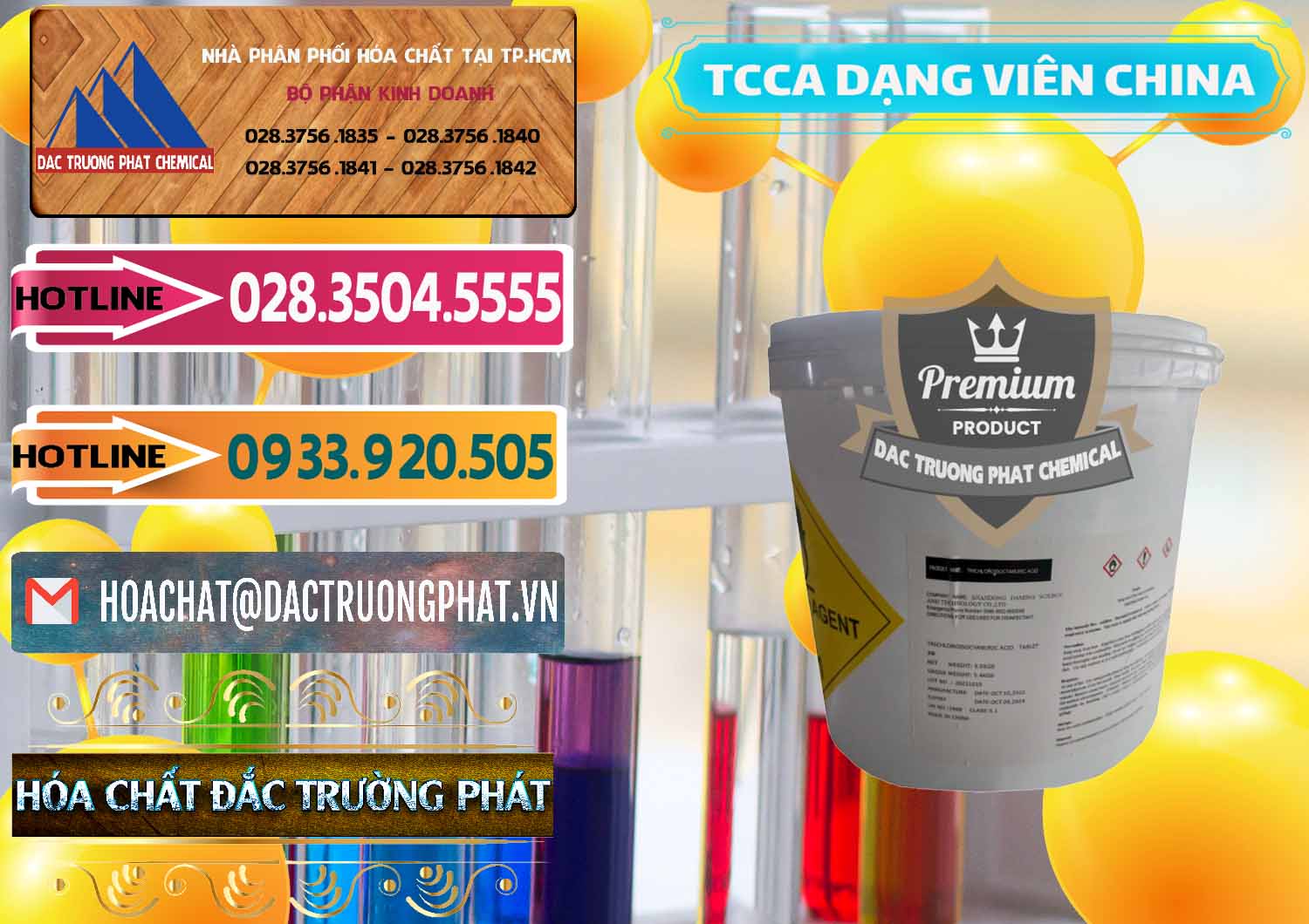 Nơi kinh doanh ( bán ) TCCA - Acid Trichloroisocyanuric Dạng Viên Thùng 5kg Trung Quốc China - 0379 - Chuyên cung cấp ( bán ) hóa chất tại TP.HCM - dactruongphat.vn
