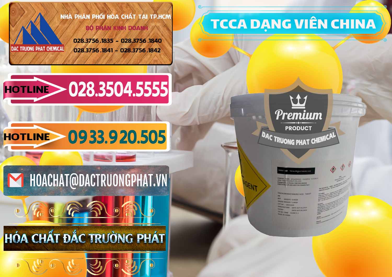 Cty kinh doanh và bán TCCA - Acid Trichloroisocyanuric Dạng Viên Thùng 5kg Trung Quốc China - 0379 - Công ty phân phối - bán hóa chất tại TP.HCM - dactruongphat.vn