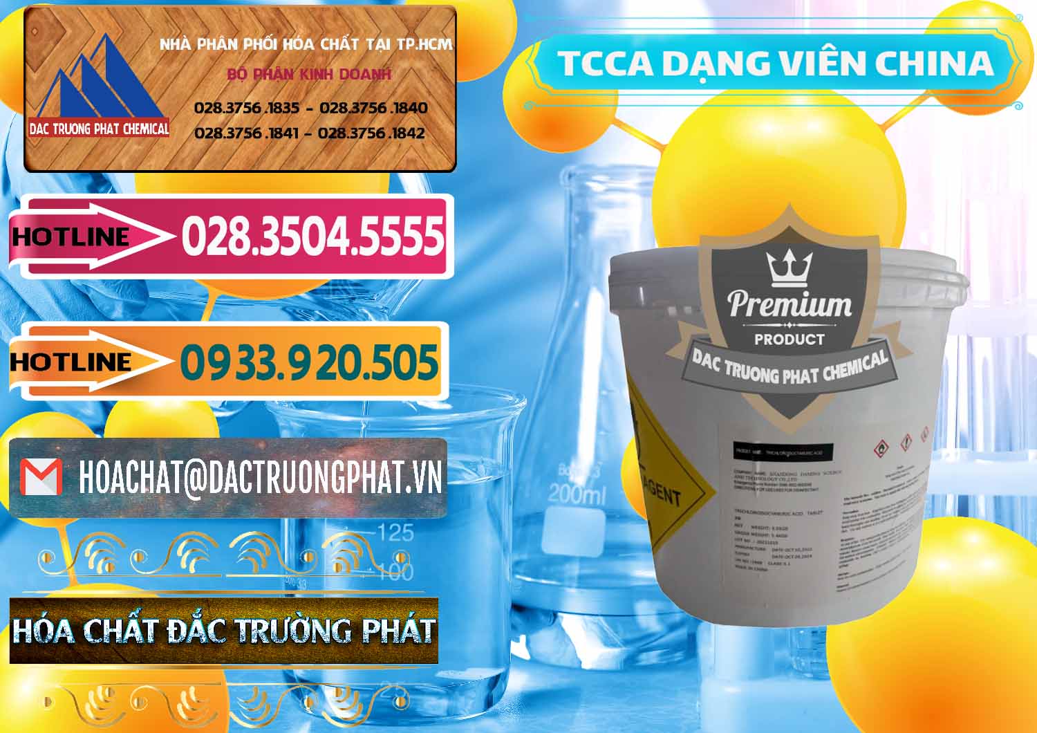 Nơi chuyên bán & phân phối TCCA - Acid Trichloroisocyanuric Dạng Viên Thùng 5kg Trung Quốc China - 0379 - Nơi nhập khẩu & phân phối hóa chất tại TP.HCM - dactruongphat.vn