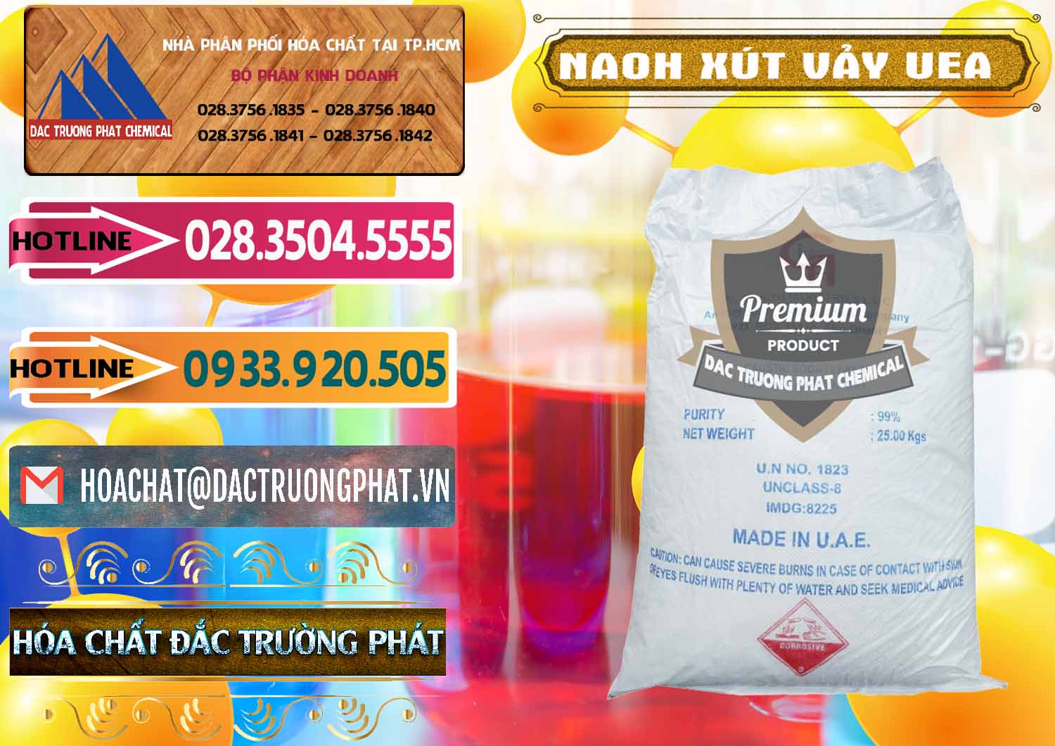 Công ty chuyên phân phối ( bán ) Xút Vảy - NaOH Vảy UAE Iran - 0432 - Chuyên cung ứng và phân phối hóa chất tại TP.HCM - dactruongphat.vn